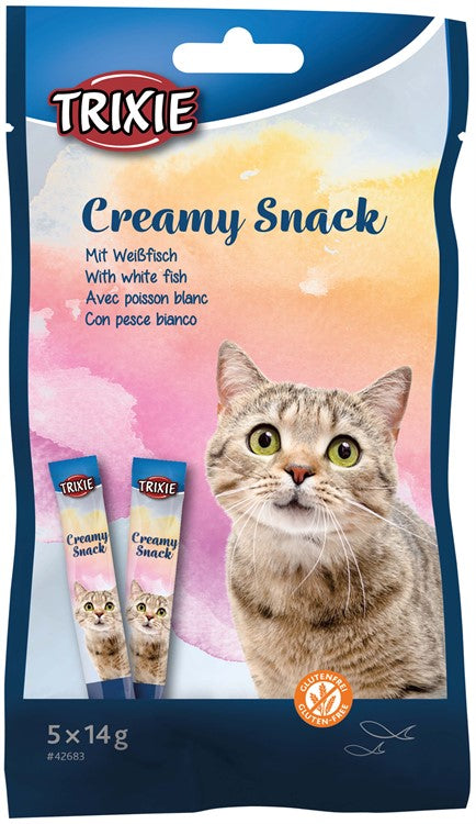 Creamy Snack till katt - Vitfisk 5 x 14g Trixie