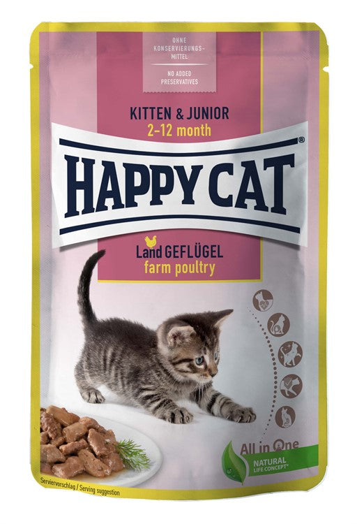 HappyCat våt/sås - Kitten/Junior fågel 24 x 85g