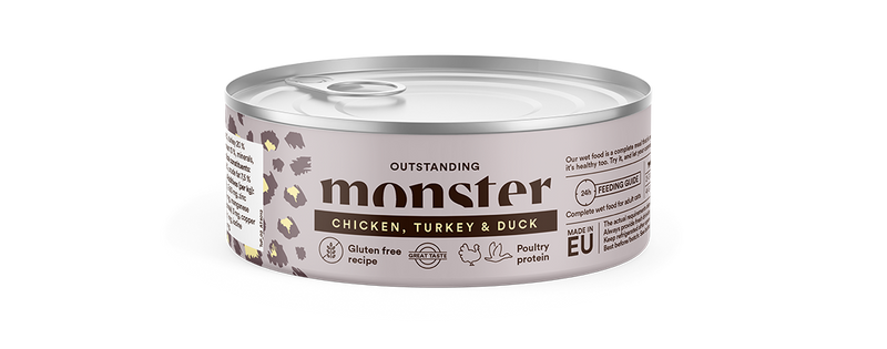 Monster Cat Adult Multi Protein Chicken, Turkey & Duck 12 x 100g