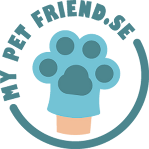 Bild på hundtrimslogotyp för MyPetFriend, visar företagets design och varumärkesnamn för hundtrimstjänster.