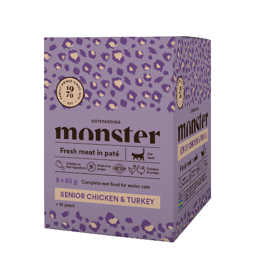 Monster Cat Pouches Senior Chicken & Turkey 85 g (8-pack)