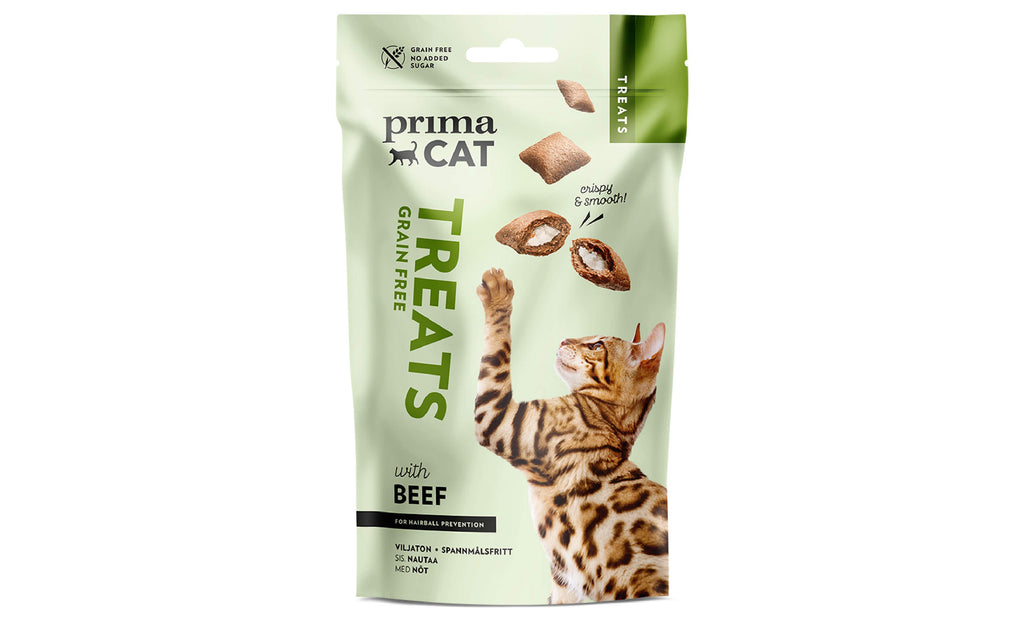 Bild på kattgodis påse av varumärket Prima Pet. 
